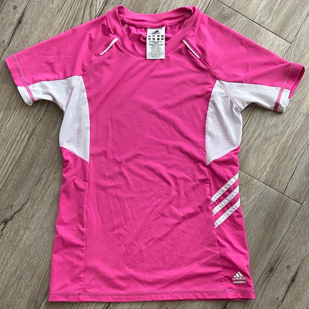 Adidas Kids Pink and White Active Tee